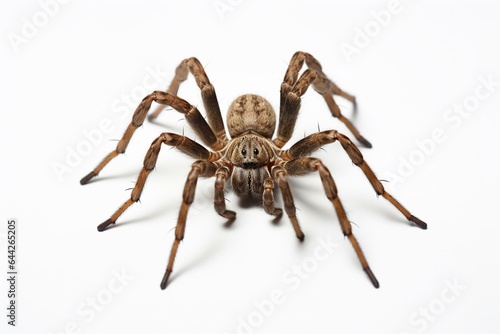 A single brown spider on a white background. Generative AI