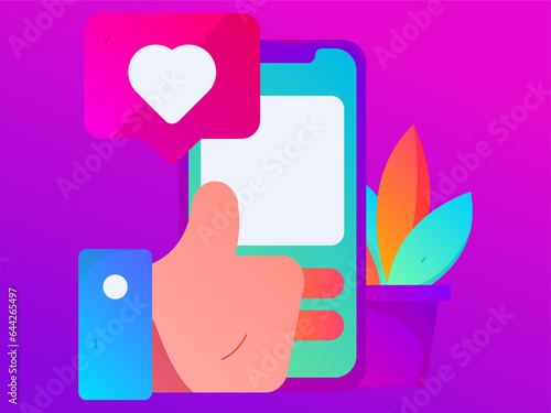Virtual characters social communication concept business flat vector hand drawn illustration