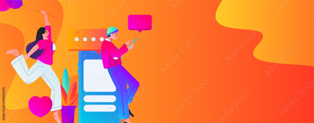Virtual characters social communication concept business flat vector hand drawn illustration Virtual characters social communication concept business flat vector hand drawn illustration