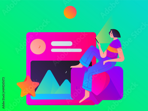 Virtual characters social communication concept business flat vector hand drawn illustration