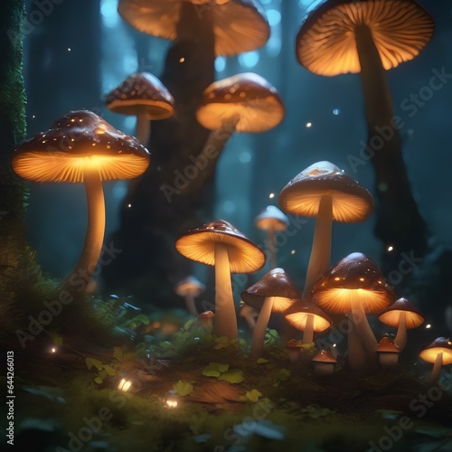 A magical forest with glowing mushrooms and firefly fairies1