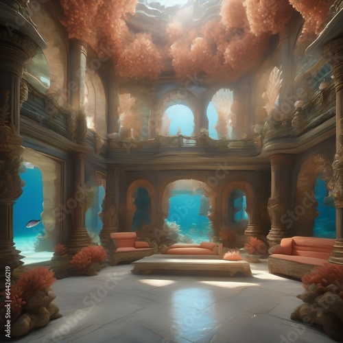 An underwater palace adorned with coral and pearls1 photo