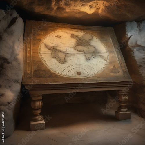 An ancient map leading to a hidden treasure in a glowing cave1 photo