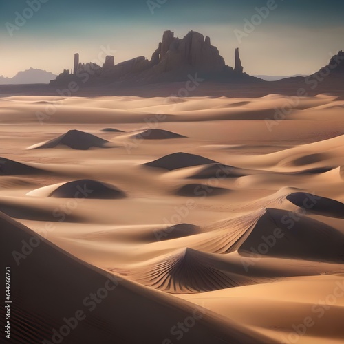 A surreal desert landscape with giant, floating crystals1