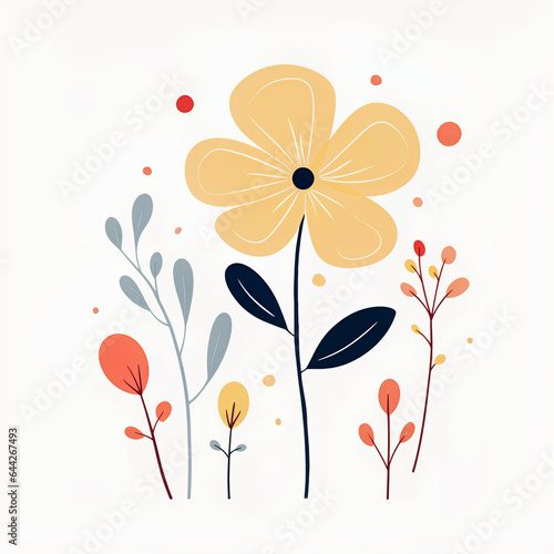 Whimsical   Colorful Flower Illustration in Sleek  Minimalistic Style