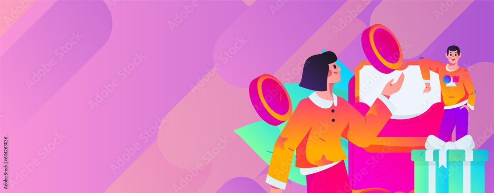Festive Shopping E-Commerce Online Shopping People Flat Vector Concept Operation Hand Drawn Illustration