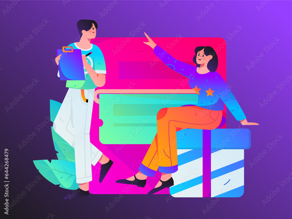 Festive Shopping E-Commerce Online Shopping People Flat Vector Concept Operation Hand Drawn Illustration Festive Shopping E-Commerce Online Shopping People Flat Vector Concept Operation Hand Drawn Illustration