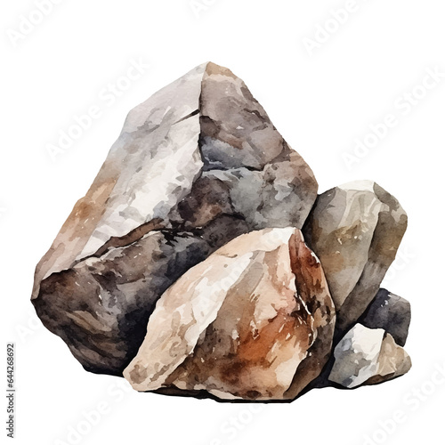 rock and stone watercolor illustration, generative AI