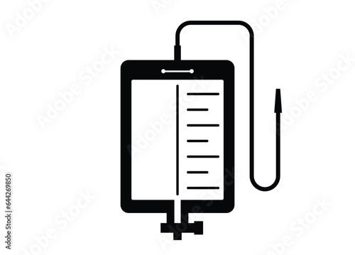 Urine bag. Simple illustration in black and white.