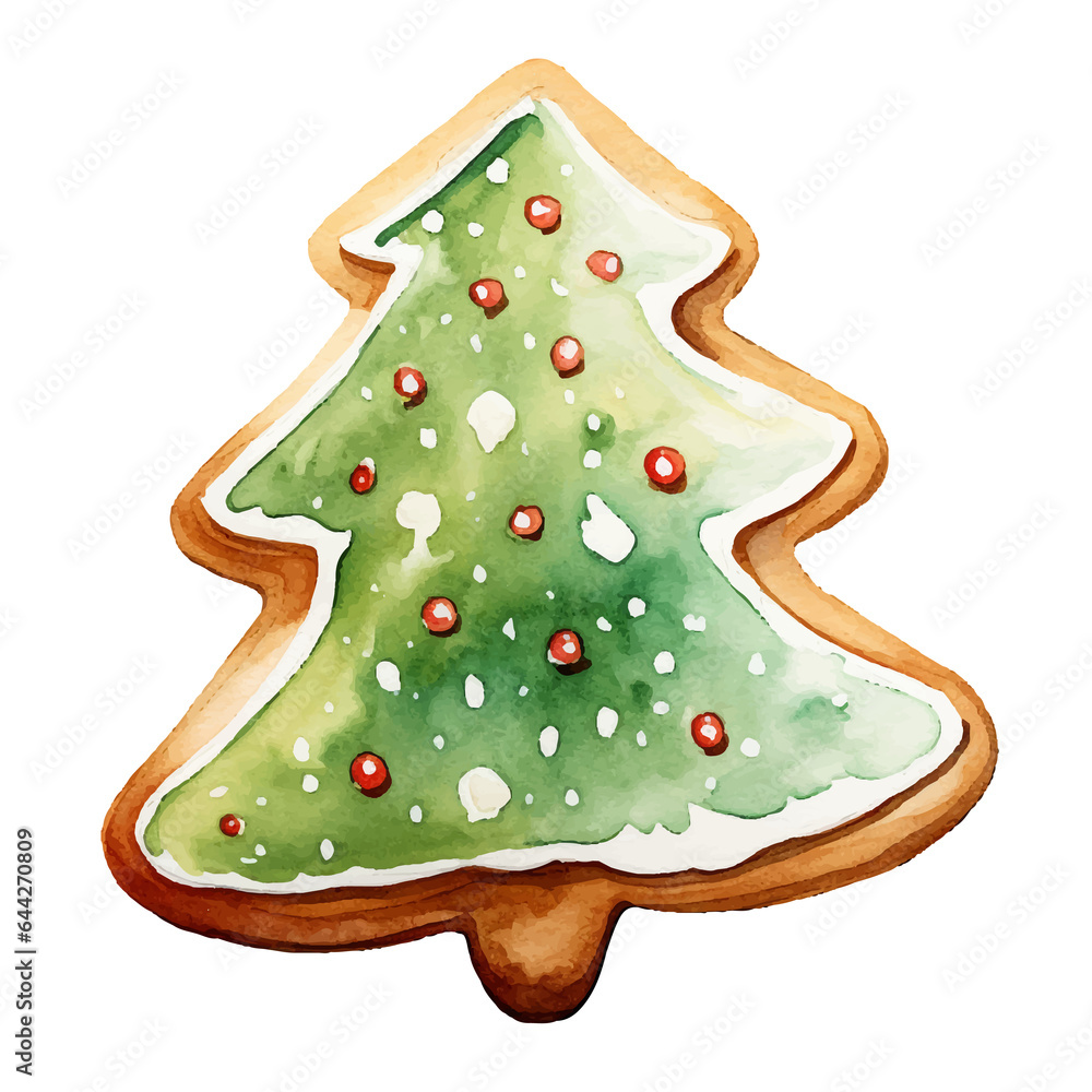 Christmas cookie watercolor illustration, generative AI Christmas cookie watercolor illustration, generative AI