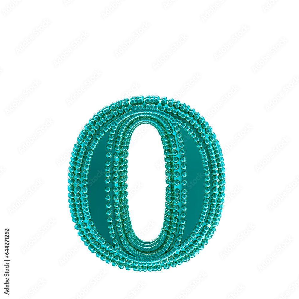 Small spheres on the turquoise symbol. letter o Small spheres on the turquoise symbol. letter o