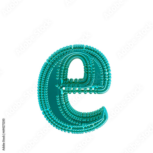 Small spheres on the turquoise symbol. letter e