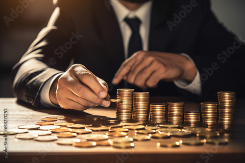 Businessman putting coin for Saving money concept.
