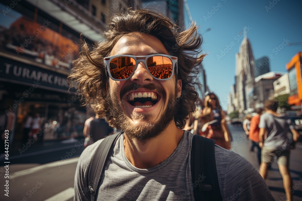 Portrait of a happy man, generative AI Portrait of a happy man, generative AI
