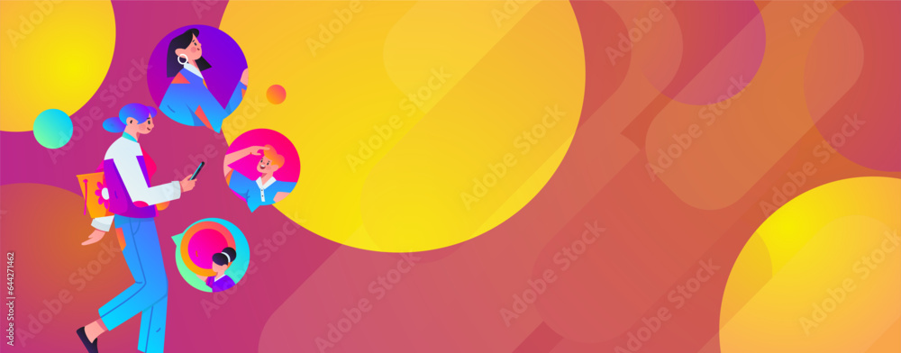 Fototapeta premium Festive Shopping E-Commerce Online Shopping People Flat Vector Concept Operation Hand Drawn Illustration