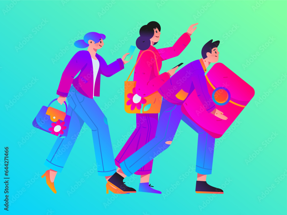 Festive Shopping E-Commerce Online Shopping People Flat Vector Concept Operation Hand Drawn Illustration Festive Shopping E-Commerce Online Shopping People Flat Vector Concept Operation Hand Drawn Illustration