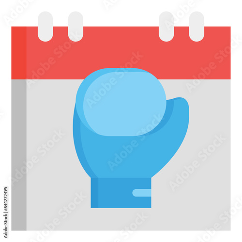  Boxer, Boxing, Calendar, Date, Fight, Fighting, Sport, time Icon, Flat style icon vector illustration, Suitable for website, mobile app, print, presentation, infographic and any other project.