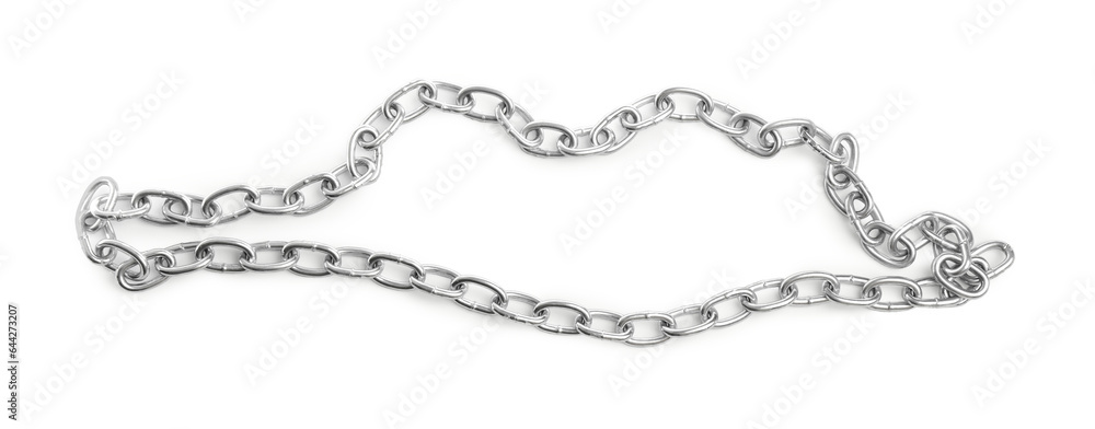 One common metal chain isolated on white, top view