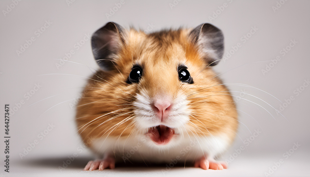 A funny image of a surprised hamster with its cheeks filled to the brim, looking comically startled. Ideal for lighthearted and amusing content