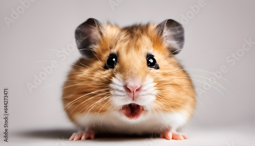 A funny image of a surprised hamster with its cheeks filled to the brim, looking comically startled. Ideal for lighthearted and amusing content