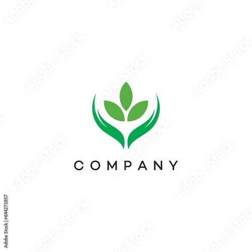Hands leaf plat landscaping organic herbal earth green eco care medial health Logo design, brand identity, business logo, editable vector