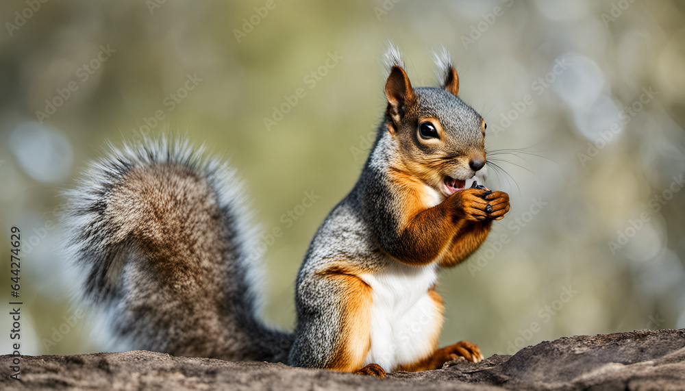 A startled squirrel with its cheeks puffed up in a humorous expression. Use this image to bring laughter to your audience A startled squirrel with its cheeks puffed up in a humorous expression. Use this image to bring laughter to your audience