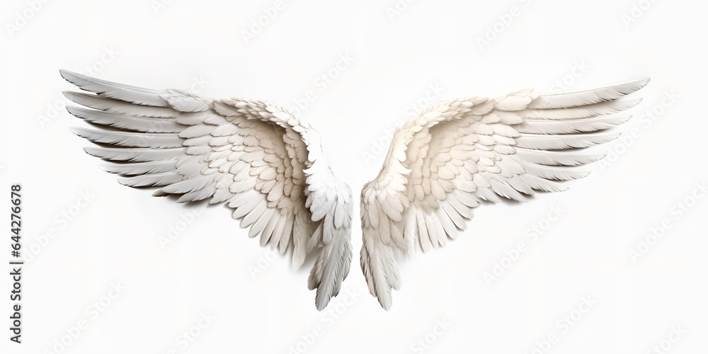 Obraz premium White wings on white background, generative ai.
