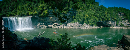 Photos Scenic panorama showcasing leisurely paddle boats nearing Cumberland Falls in Kentucky State Park