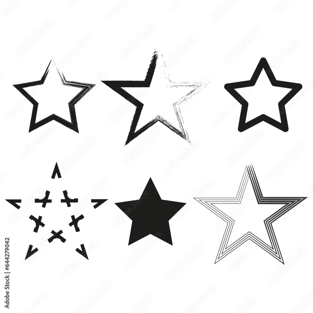 Grunge set different black star. Vector illustration. EPS 10. Grunge set different black star. Vector illustration. EPS 10.