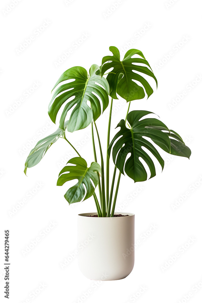 Fototapeta premium Potted Monstera isolated on white background PNG