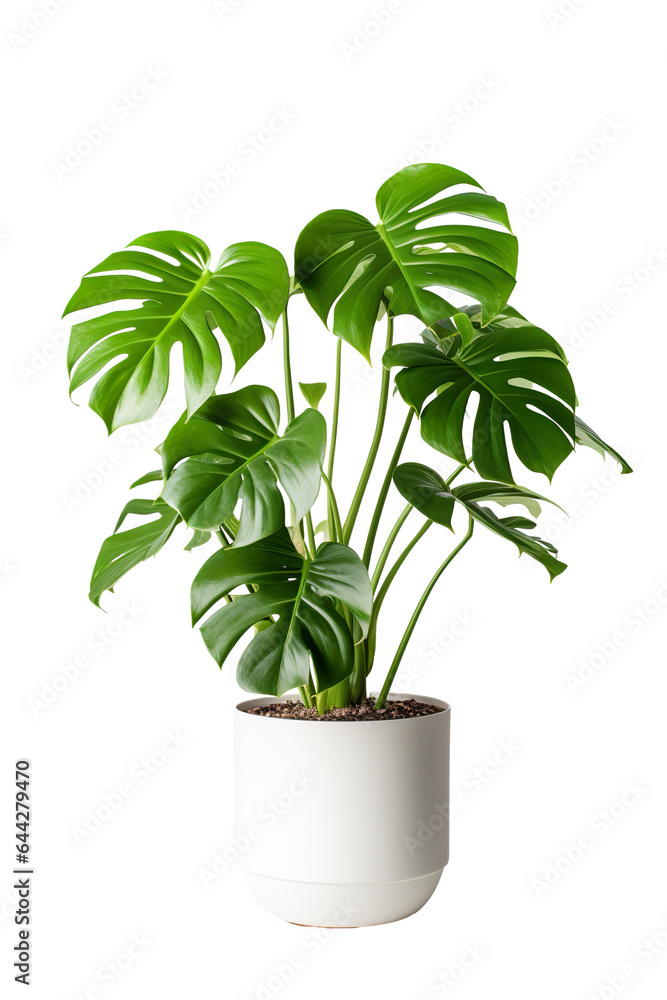 Potted Monstera isolated on white background PNG