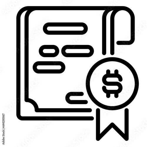 certificate icon, line icon style