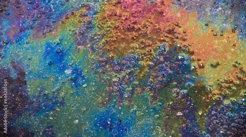 Abstract background of oil spilled on the water. Colorful background.