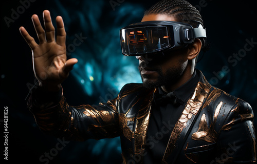 Virtual Reality Tech Fusion: Businessman's NeoGeo Visualisation  photo