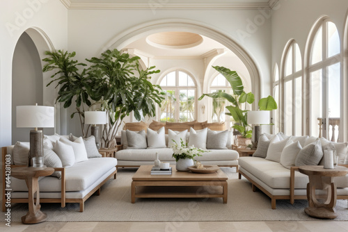 A Serene Oasis: Step into the Tranquil Mediterranean Ambiance of this Exquisite Living Room © aicandy