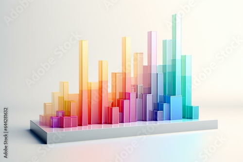 Colorful 3D graph chart showcases a separated section on a light background  representing sustainable business  ecological development  or big data visualization. Generative AI