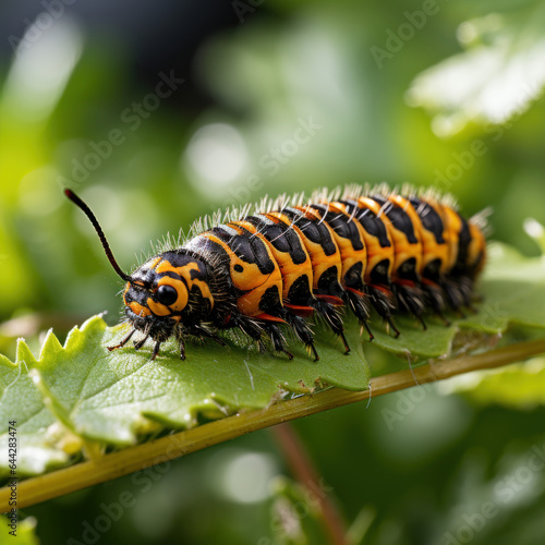 yellow caterpillar on a leaf © Sekai