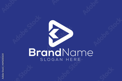 Trendy and minimal letter k play sign vector logo design