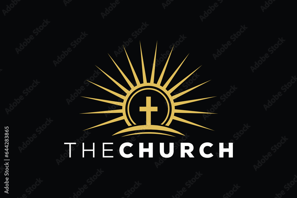 Fototapeta premium Trendy Professional and minimal church sign Christian and peaceful vector logo design