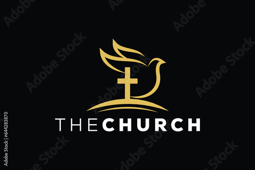 Trendy Professional and minimal church sign Christian and peaceful vector logo design