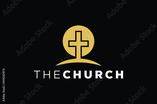Trendy Professional and minimal church sign Christian and peaceful vector logo design