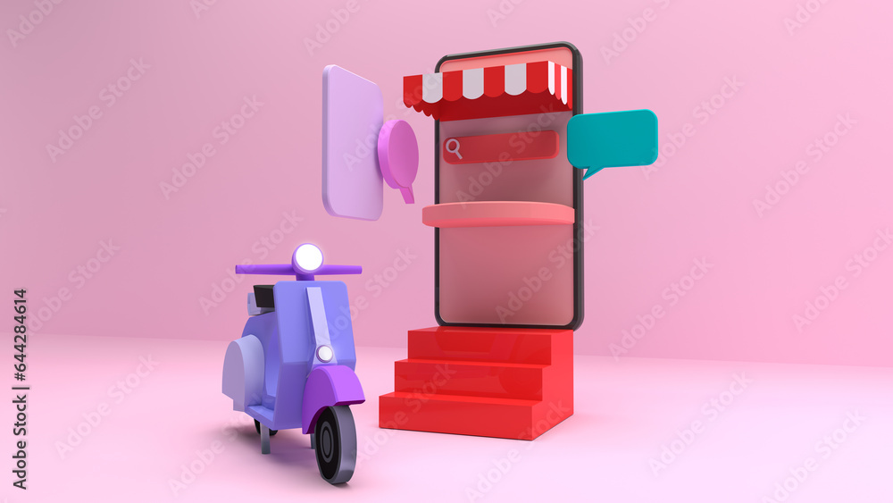 Online shopping 3D illustration Online shopping 3D illustration