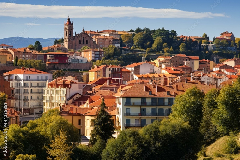 Madrid region's San Sebastián de los Reyes town with scenic backdrop. Generative AI