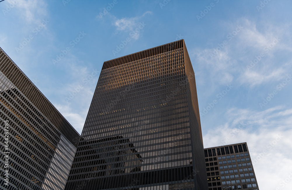 skyscraper building architecture. skyscraper with glassy facade. modern storey building in metropolis city. skyscraper in metropolis city. city downtown with skyscraper. metropolis architecture