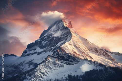 Mountain peak in Big Sky, Montana. Generative AI © Caledonia