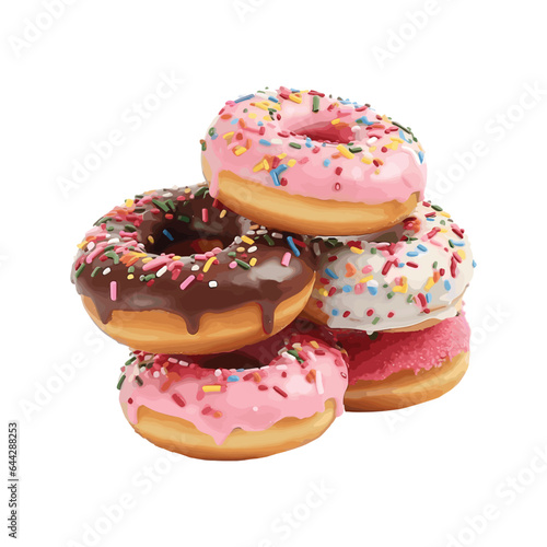 realistic donuts vector art illustration, isolated on white background. 