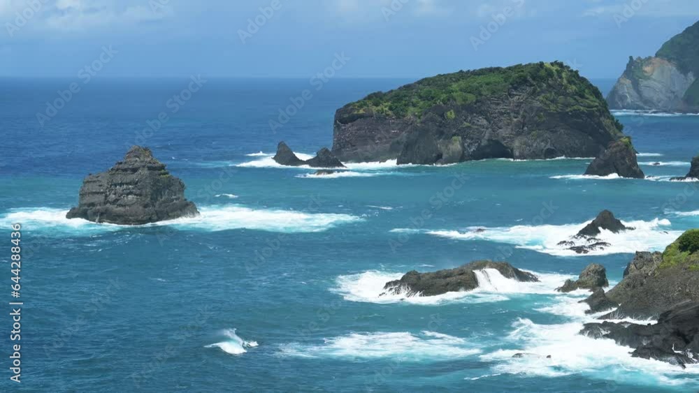 Sea stacks and blue sky in Izu peninsula, Shizuoka Prefecture, Japan Sea stacks and blue sky in Izu peninsula, Shizuoka Prefecture, Japan
