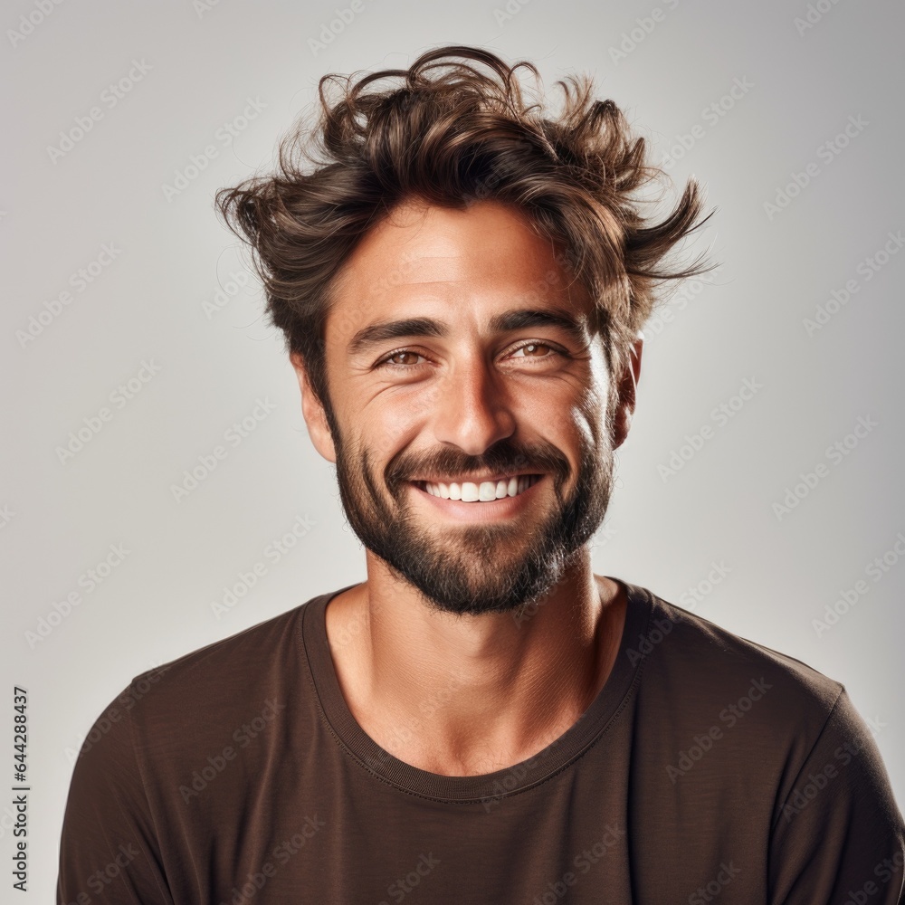 Fototapeta premium portrait of a handsome man smiling with clean teeth