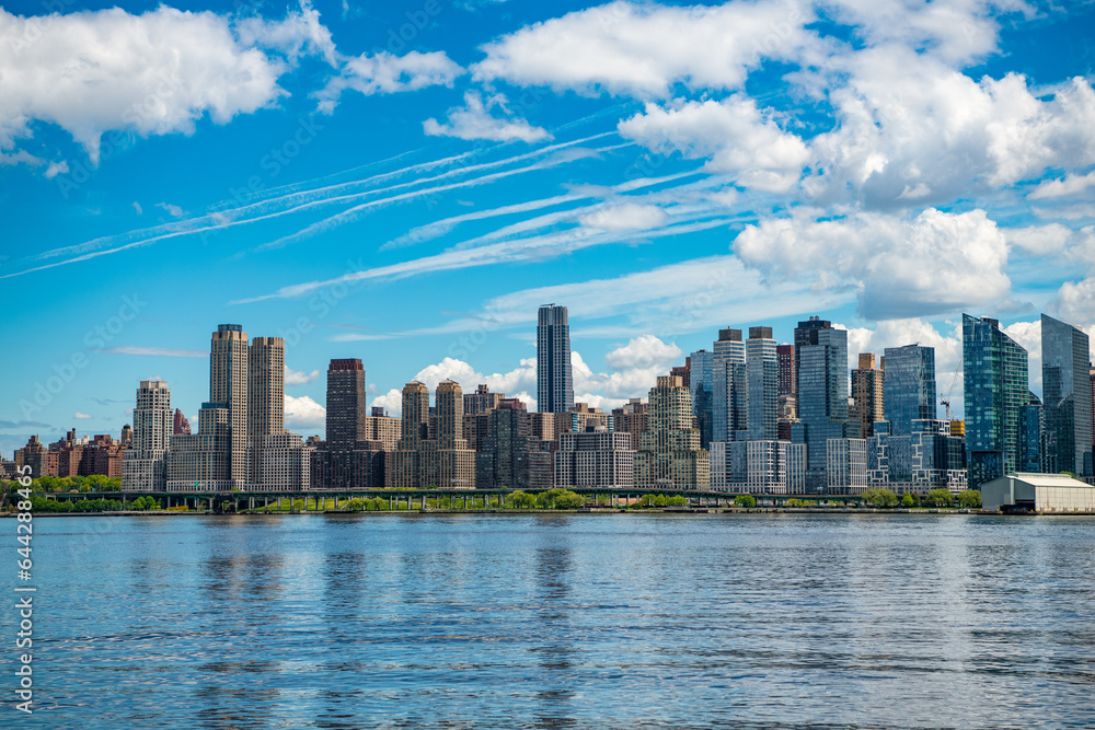 ny urban city architecture. midtown manhattan and hudson river. metropolis cityscape. new york downtown. manhattan skyline. new york city. skyscraper building of nyc. architecture