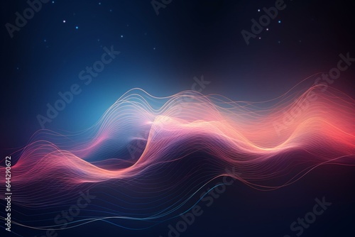 Abstract futuristic background with data visualization and geometric design, featuring light and dynamic waves. Generative AI